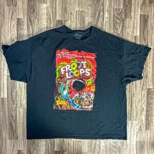 Kellogg’s Froot Loops Graphic T Shirt Black Toucan Sam Cereal Tee Retro Style